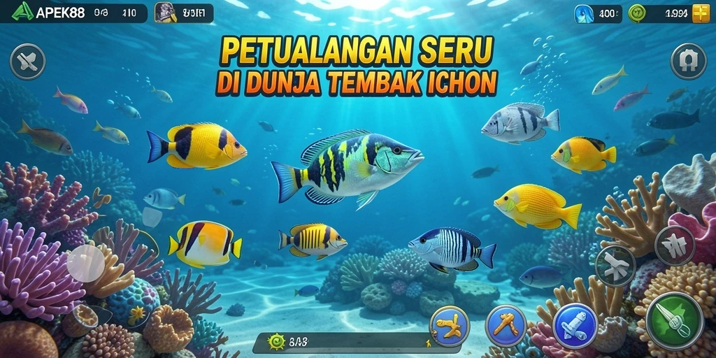 Tampilan gameplay APEK88 dengan serunya menembak ikan.