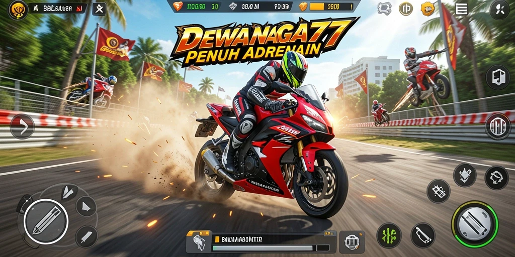 Tampilan menarik dari gameplay balapan motor di DEWANAGA77.