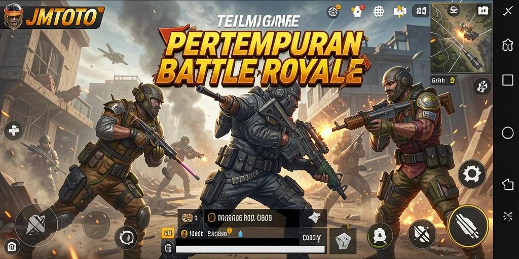 Tangkapan layar JMTOTO menampilkan pertempuran intens di arena Battle Royale.