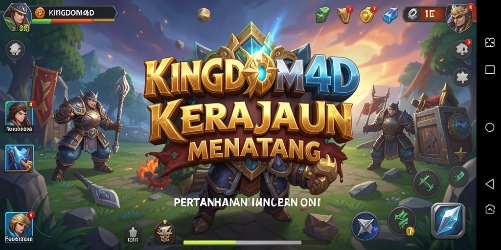 Screenshot KINGDOM4D dengan tampilan aksi menara pertahanan yang dinamis.
