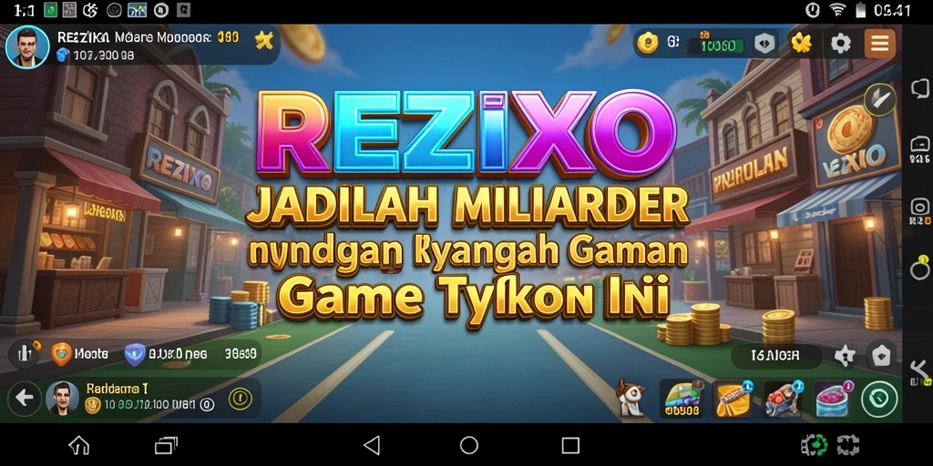 Tangkapan layar gameplay REZIXO menampilkan strategi bisnis yang mendebarkan.