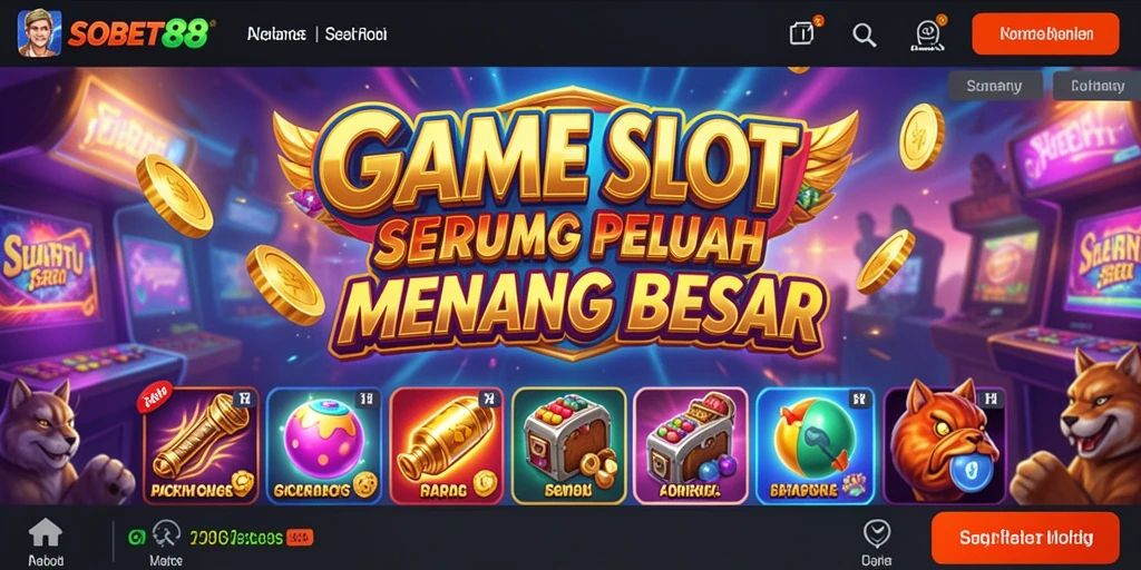 Tampilan menarik dari gameplay Slot SOBET88 dengan berbagai tema.