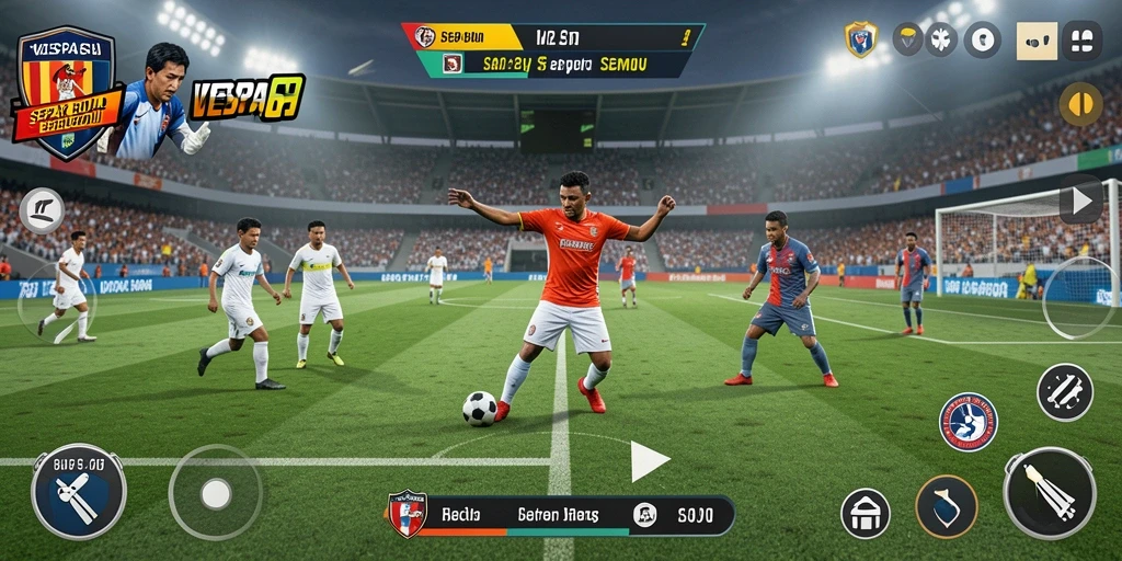 Tampilan gameplay VESPA69 yang memukau dengan aksi sepak bola
